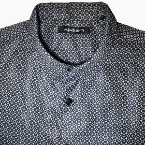 Axist Short Sleeve Geometric Mini Print Shirt in Black/Grey Men’s XL